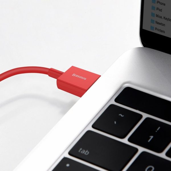 Augstākais kabeļa kabelis iPhone USB - zibens 2,4A 1m sarkans