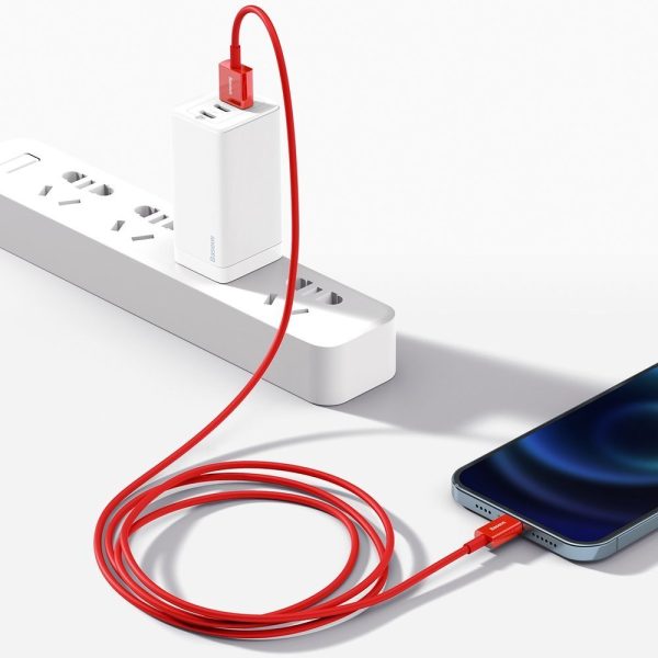 Augstākais kabeļa kabelis iPhone USB - zibens 2,4A 1m sarkans