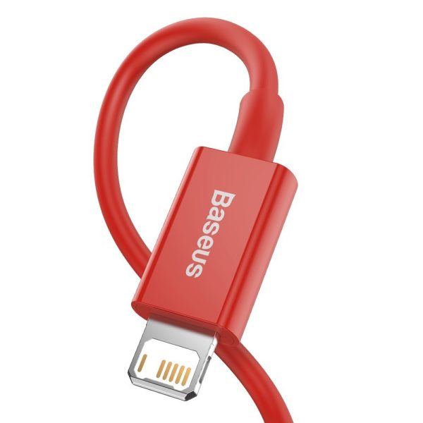 Augstākais kabeļa kabelis iPhone USB - zibens 2,4A 1m sarkans
