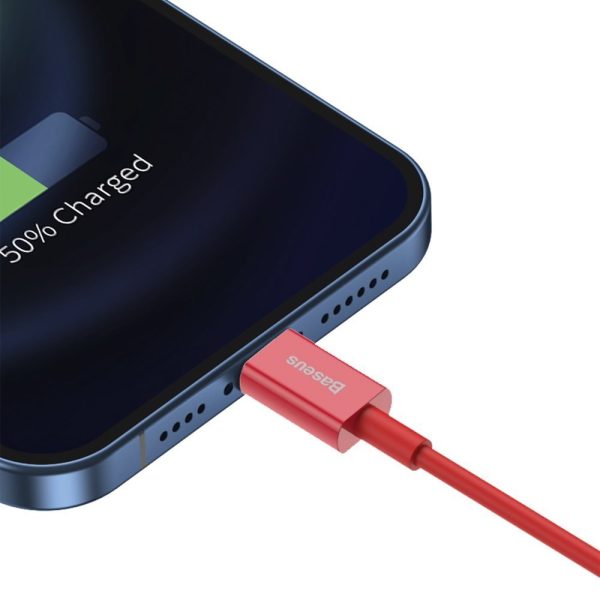 Augstākais kabeļa kabelis iPhone USB - zibens 2,4A 1m sarkans