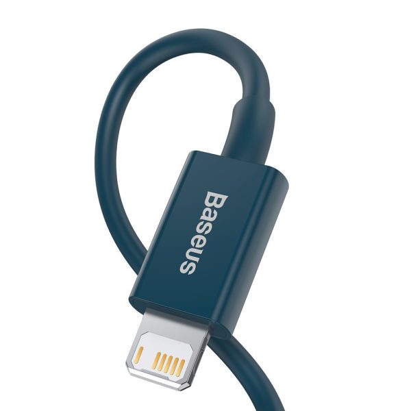 Augstākais kabeļa kabelis iPhone USB - zibens 2,4A 1m zils
