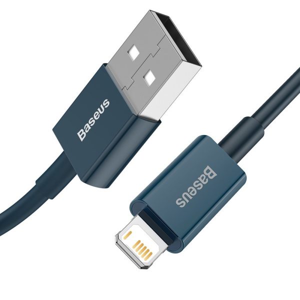 Augstākais kabeļa kabelis iPhone USB - zibens 2,4A 1m zils