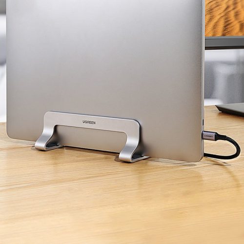 Vertikālā statīva turētāja MacBook klēpjdatora planšetdators sudraba alumīnija planšetdators