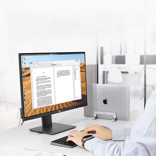 Vertikālā statīva turētāja MacBook klēpjdatora planšetdators sudraba alumīnija planšetdators