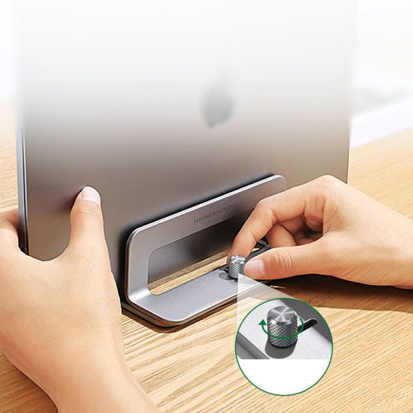Vertikālā statīva turētāja MacBook klēpjdatora planšetdators sudraba alumīnija planšetdators