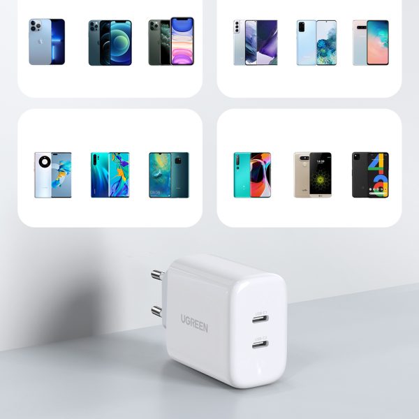 2x USB-C 40W Power Piegādes piegādes tīkla lādētājs