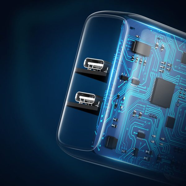 2x USB-C 40W Power Piegādes piegādes tīkla lādētājs