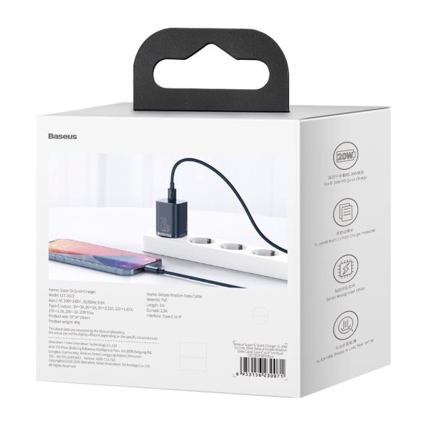Lielisks Si 1c ātrs USB-C 20W barošanas piegāde Zilais lādētājs