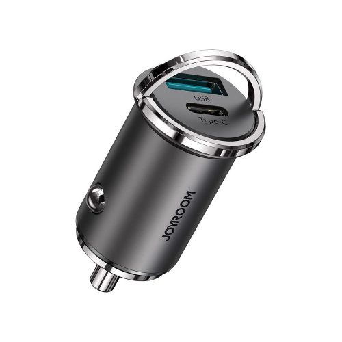 Ātrās automašīnas lādētājs USB-C USB 45W 5A PD QC 3.0 AFC SCP pelēks