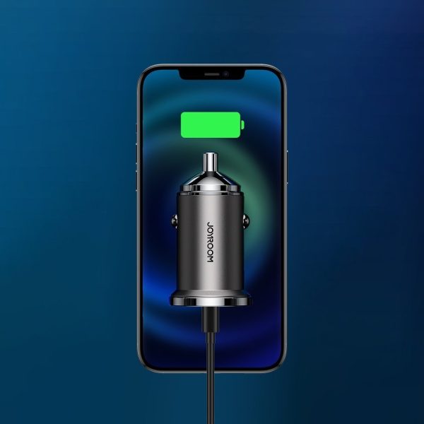 Ātrās automašīnas lādētājs USB-C USB 45W 5A PD QC 3.0 AFC SCP pelēks