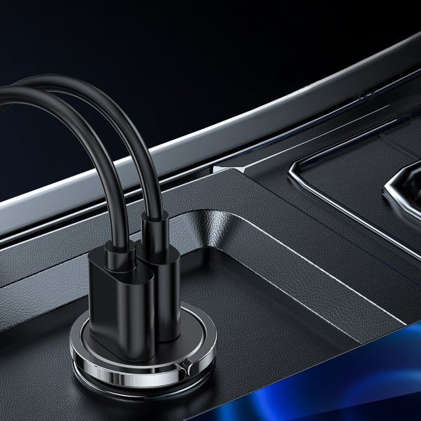 Ātrās automašīnas lādētājs USB-C USB 45W 5A PD QC 3.0 AFC SCP pelēks