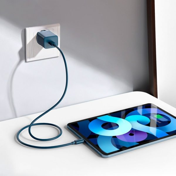 Lielisks Si 1c ātrs USB-C 20W PD lādētājs + iphone zibens 1m zils