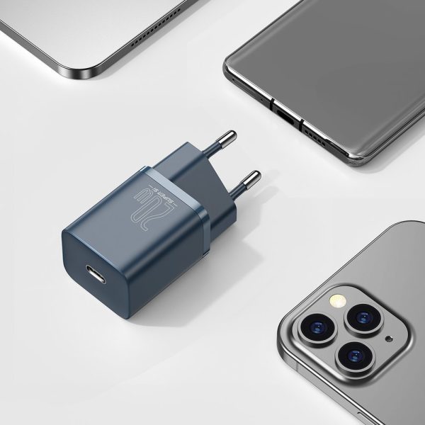 Lielisks Si 1c ātrs USB-C 20W PD lādētājs + iphone zibens 1m zils