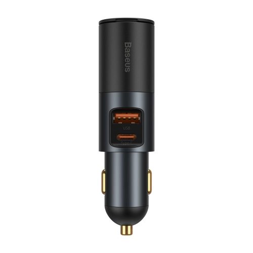 USB USB-C automašīnas lādētājs QC PD dalās kopā pelēkā krāsā