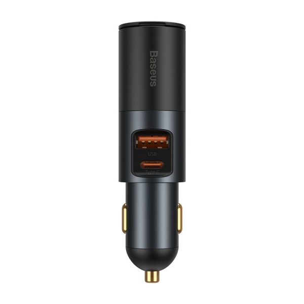 USB USB-C automašīnas lādētājs QC PD dalās kopā pelēkā krāsā