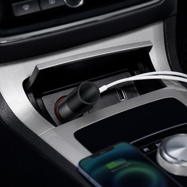 USB USB-C automašīnas lādētājs QC PD dalās kopā pelēkā krāsā