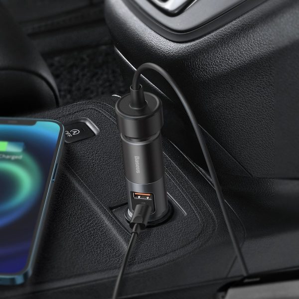 USB USB-C automašīnas lādētājs QC PD dalās kopā pelēkā krāsā