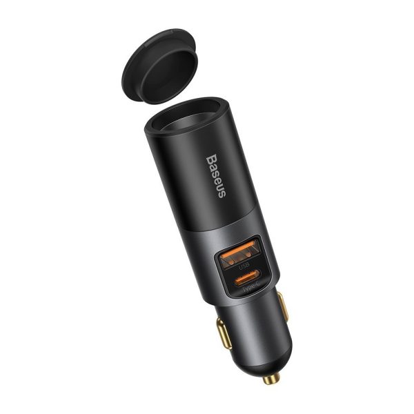 USB USB-C automašīnas lādētājs QC PD dalās kopā pelēkā krāsā