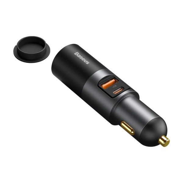 USB USB-C automašīnas lādētājs QC PD dalās kopā pelēkā krāsā