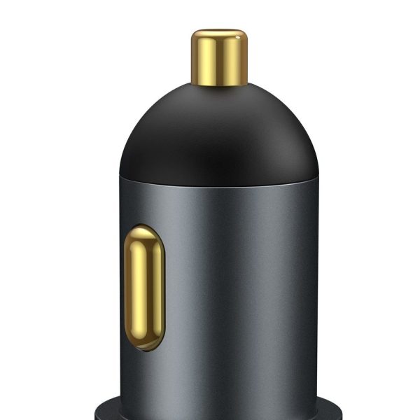 USB USB-C automašīnas lādētājs QC PD dalās kopā pelēkā krāsā