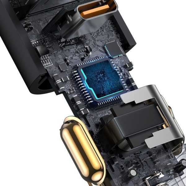 USB USB-C automašīnas lādētājs QC PD dalās kopā pelēkā krāsā