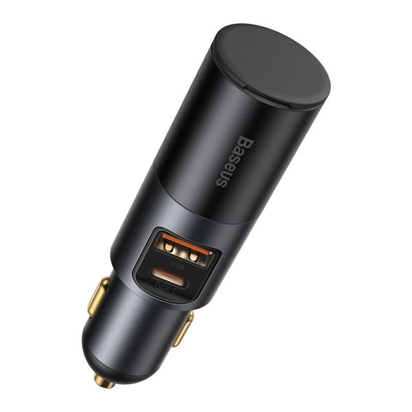 USB USB-C automašīnas lādētājs QC PD dalās kopā pelēkā krāsā