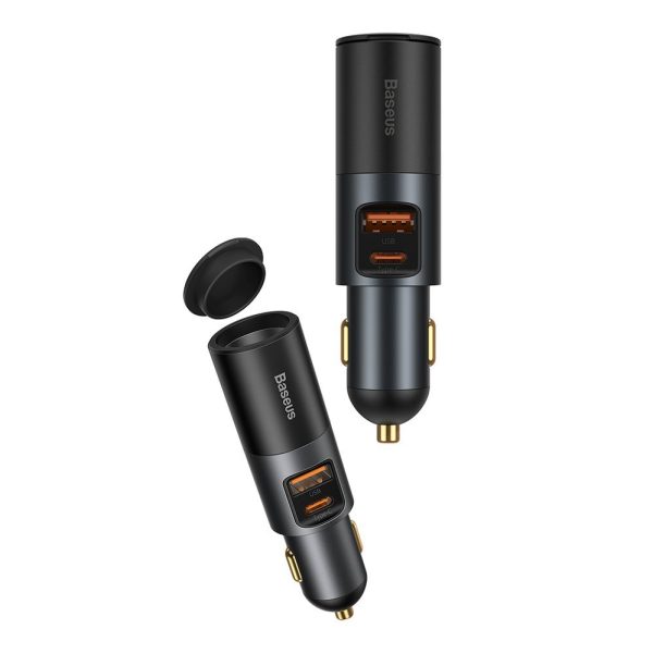 USB USB-C automašīnas lādētājs QC PD dalās kopā pelēkā krāsā