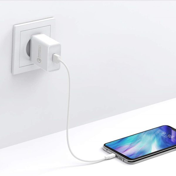 Ātra maksa 3,0 18W 3A USB White Charger ātrs lādētājs