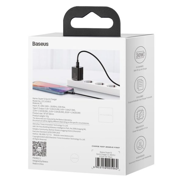 Lielisks Si 1c ātrs USB-C 30W barošanas piegāde Ātrā uzlāde melns lādētājs