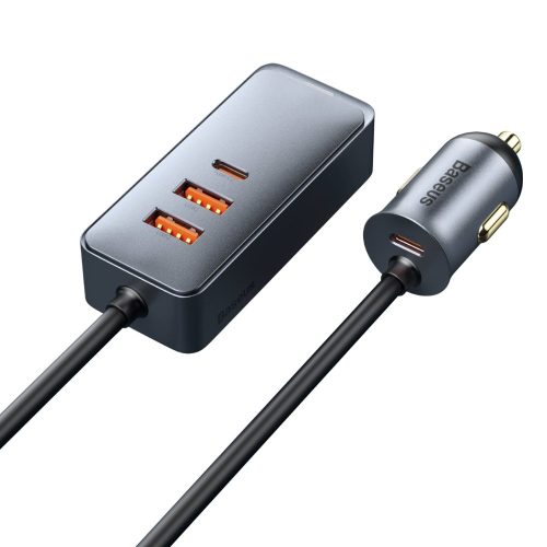 Dalieties kopā 2X USB 2X USB-C 120W PPS QC PD pelēkās automašīnas lādētājs