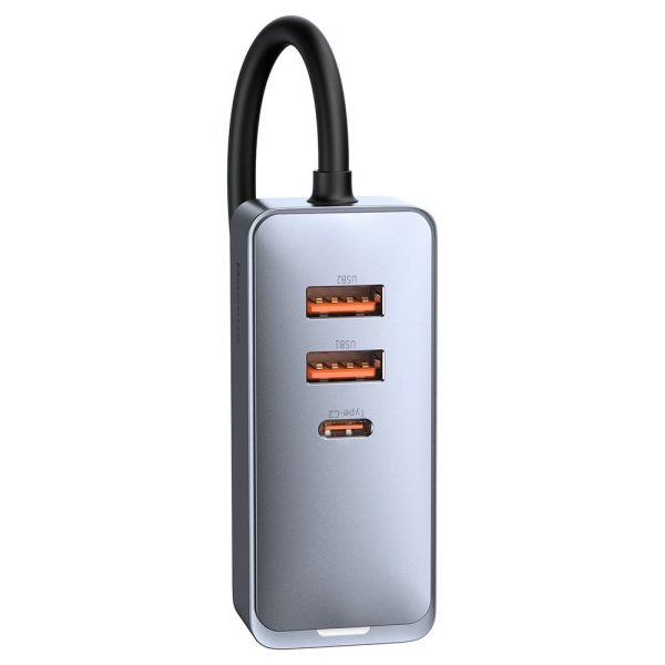 Dalieties kopā 2X USB 2X USB-C 120W PPS QC PD pelēkās automašīnas lādētājs