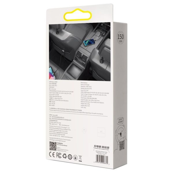 Dalieties kopā 2X USB 2X USB-C 120W PPS QC PD pelēkās automašīnas lādētājs