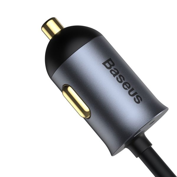 Dalieties kopā 2X USB 2X USB-C 120W PPS QC PD pelēkās automašīnas lādētājs