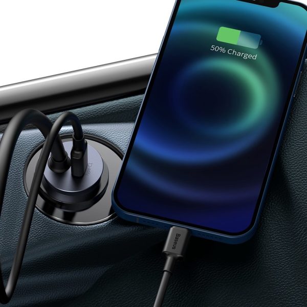 Dalieties kopā 2X USB 2X USB-C 120W PPS QC PD pelēkās automašīnas lādētājs