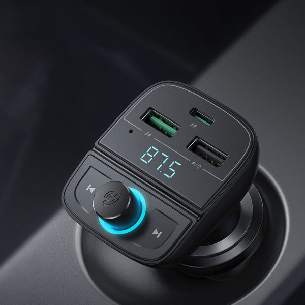 Raidītājs fm mp3 bluetooth 5.0 automašīnas lādētājs 3x USB TF MicroSd Black