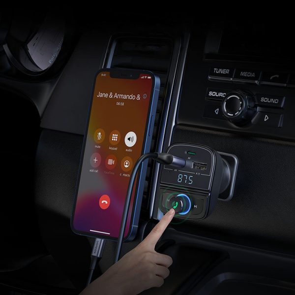 Raidītājs fm mp3 bluetooth 5.0 automašīnas lādētājs 3x USB TF MicroSd Black