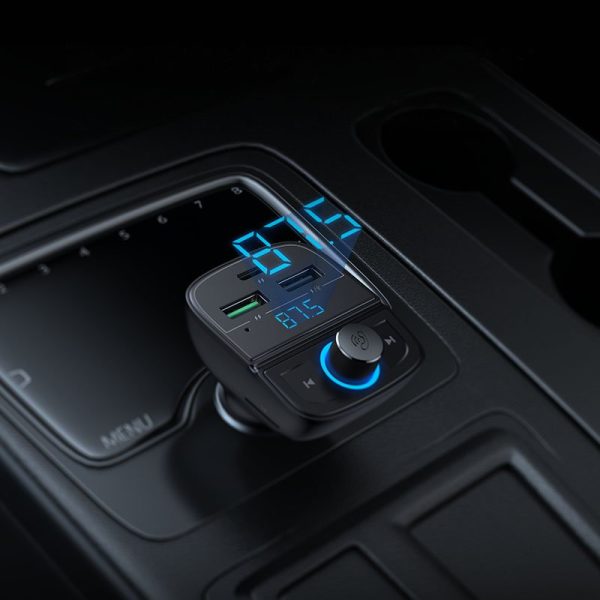 Raidītājs fm mp3 bluetooth 5.0 automašīnas lādētājs 3x USB TF MicroSd Black