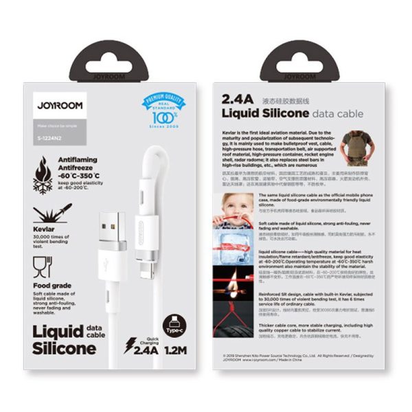 USB kabeļa kabelis - USB -C 2,4A 1,2 m balts