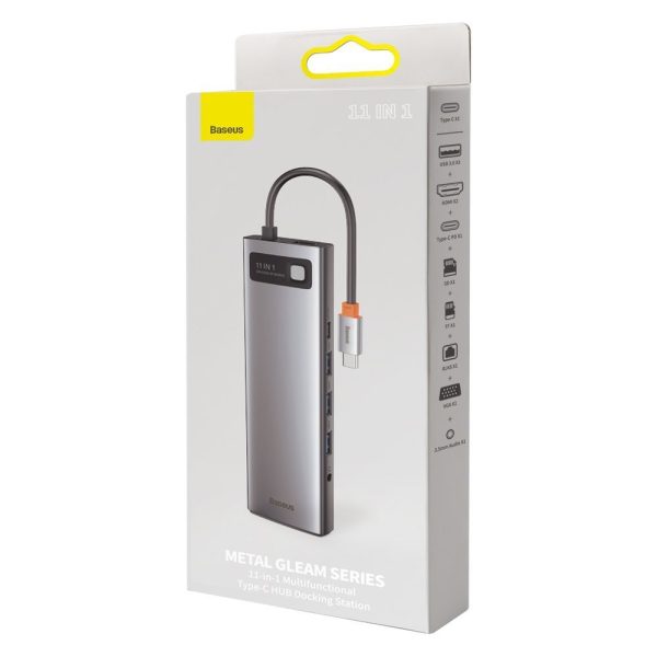 Daudzfunkcionālais centrmezgls USB-C metāla mirdzums 11w1 GREAM