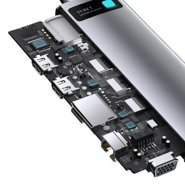 Daudzfunkcionālais centrmezgls USB-C metāla mirdzums 11w1 GREAM