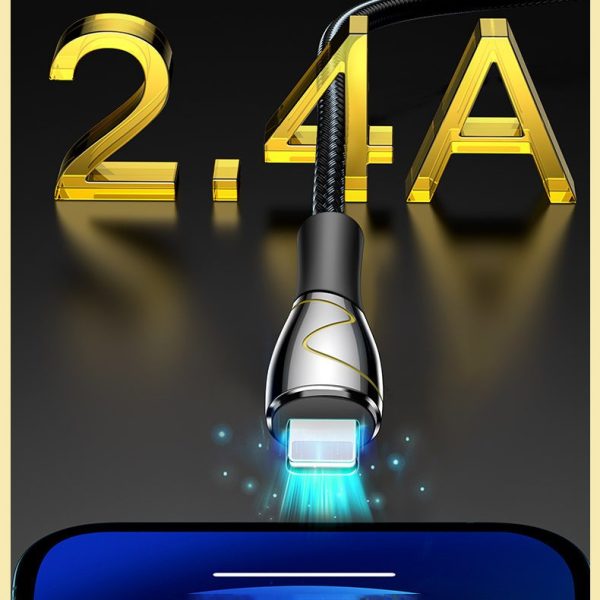 Mermaid sērijas kabeļa iPhone USB - zibens 2,4A 2m melns