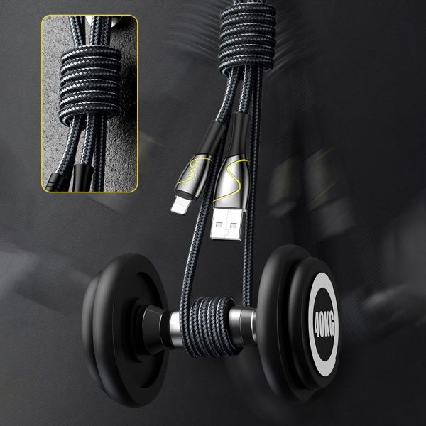 Mermaid sērijas kabeļa iPhone USB - zibens 2,4A 2m melns