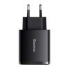 Kompakts ātrs 2x USB-C 30W 3A PD QC melnais lādētājs