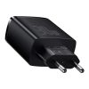 Kompakts ātrs 2x USB-C 30W 3A PD QC melnais lādētājs