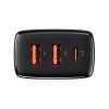Kompakts ātrs 2x USB-C 30W 3A PD QC melnais lādētājs