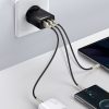 Kompakts ātrs 2x USB-C 30W 3A PD QC melnais lādētājs