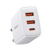 Kompakts ātrs 2x USB-C 30W 3A PD QC White Network Charger