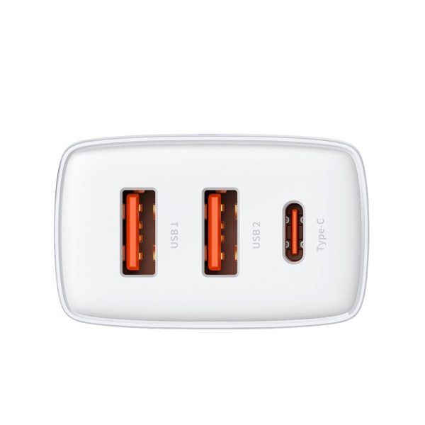 Kompakts ātrs 2x USB-C 30W 3A PD QC White Network Charger