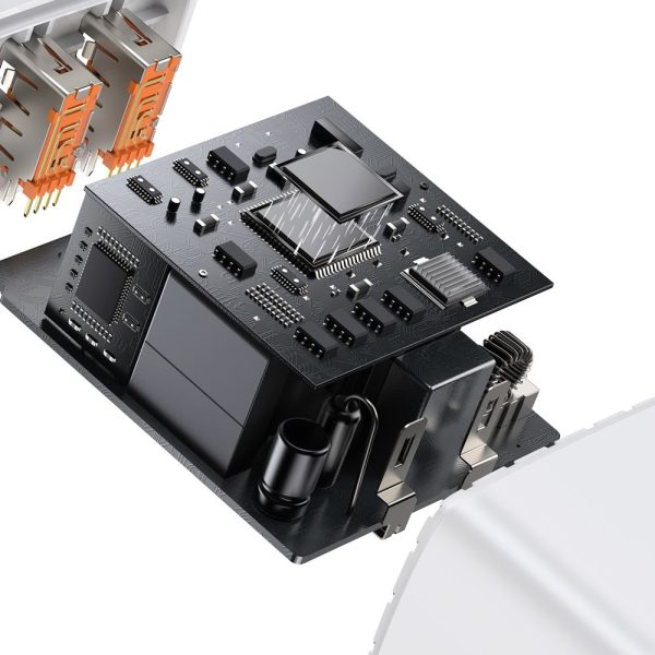 Kompakts ātrs 2x USB-C 30W 3A PD QC White Network Charger