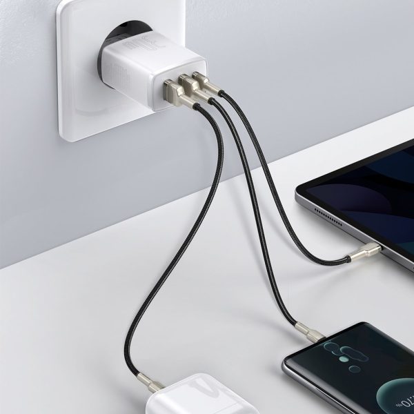 Kompakts ātrs 2x USB-C 30W 3A PD QC White Network Charger